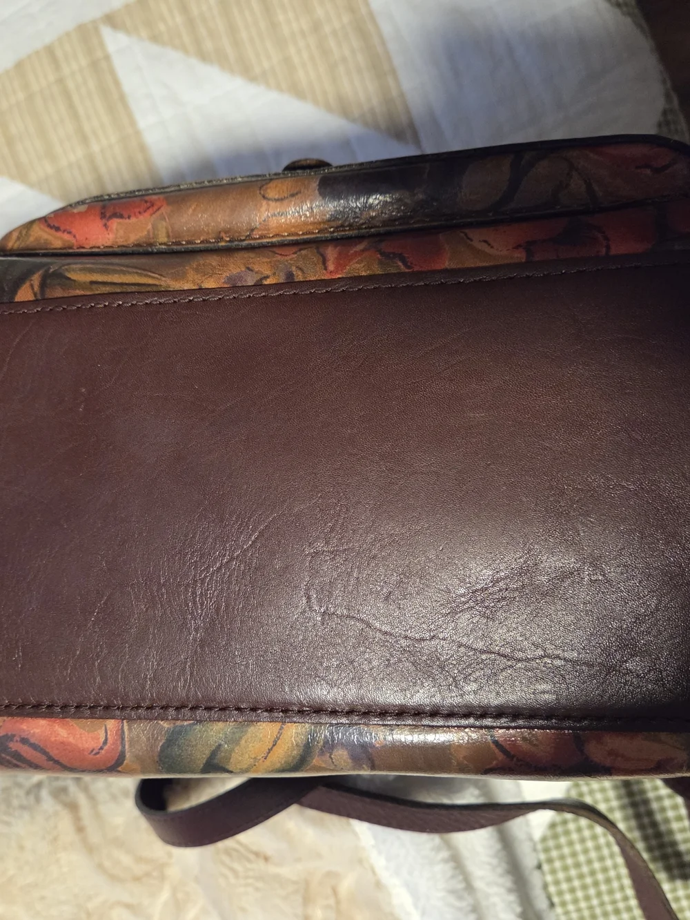 Patricia Nash Brown Floral Leather Shoulder Tote